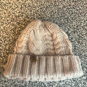 Timberland Cream Cable Knit Hat Cozy Winter Accessory
